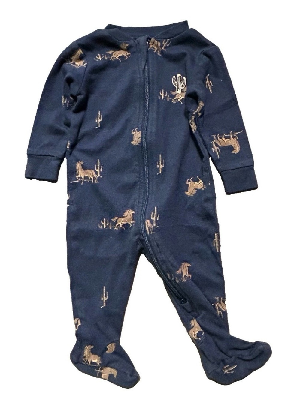 Baby Footie Pajamas Ribbed Lions Under Armour 2 Way Zipper Size 0-3 Months - Picture 2 of 7